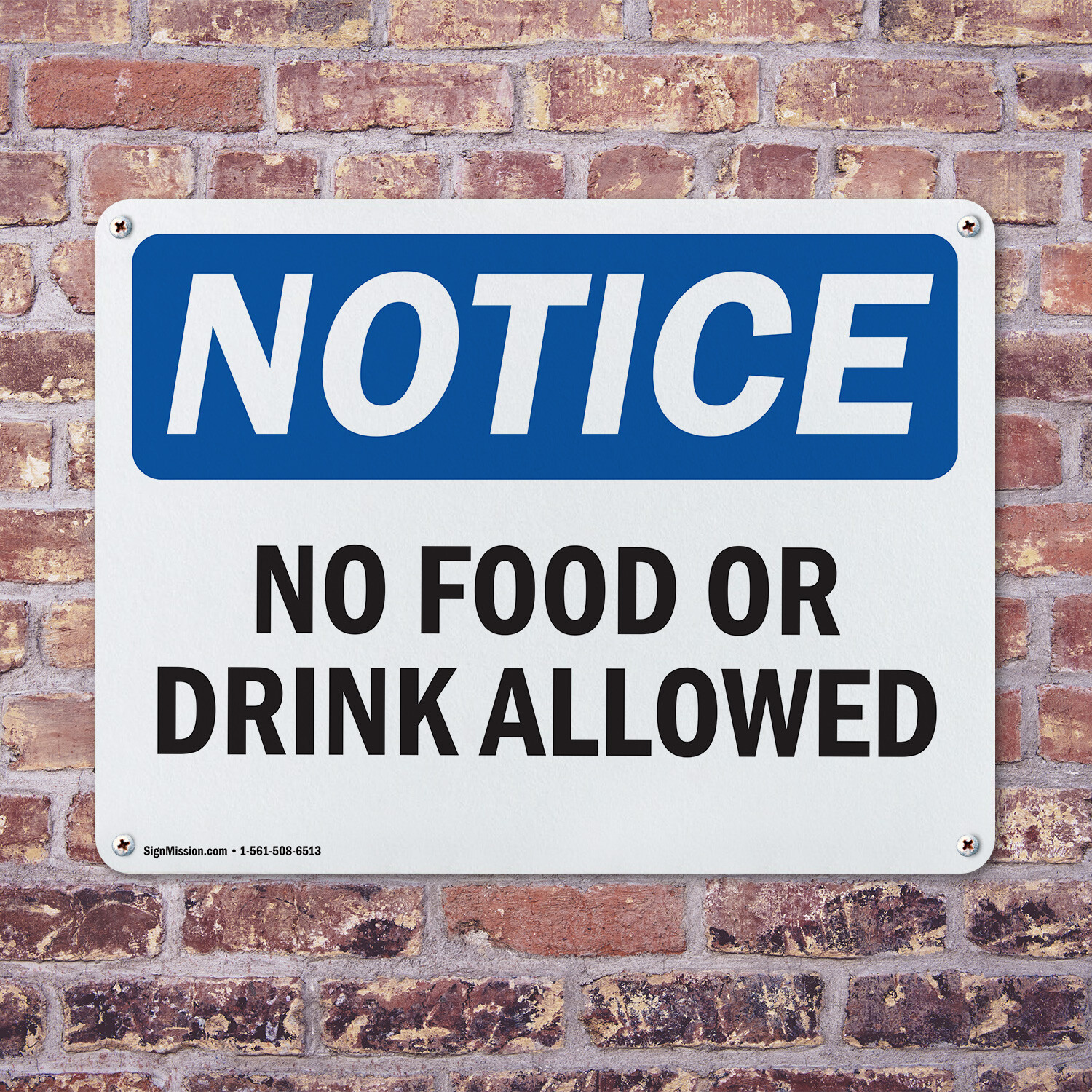 (2 Pack) No Food Or Drink Allowed OSHA Notice Sign Decal Metal Plastic