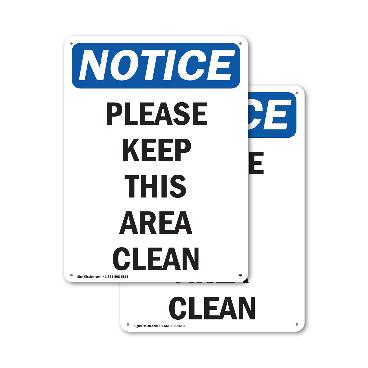 (2 Pack) Please Keep This Area Clean OSHA Notice Sign Decal Metal Plastic