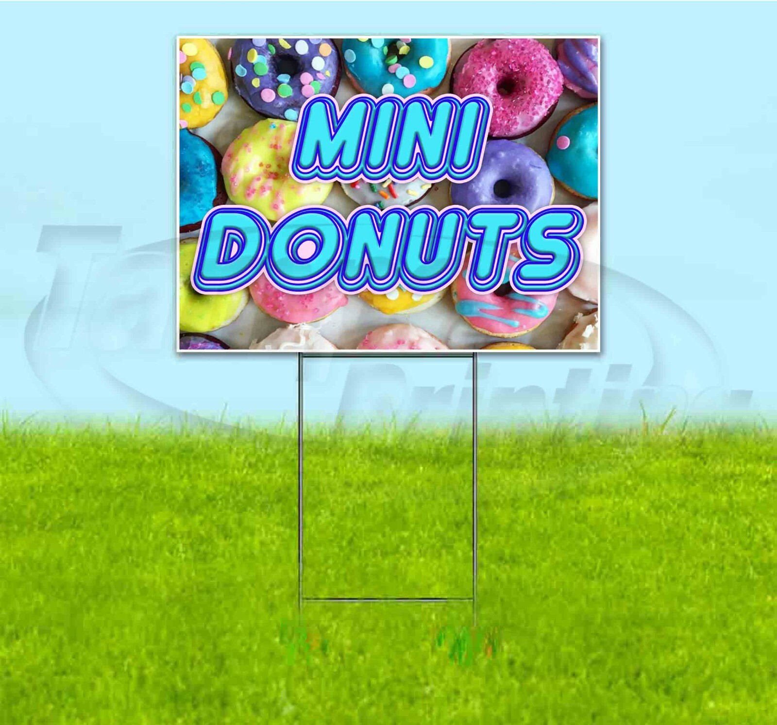 MINI DONUTS 18×24 Yard Sign WITH STAKE Corrugated Bandit USA PASTRIES