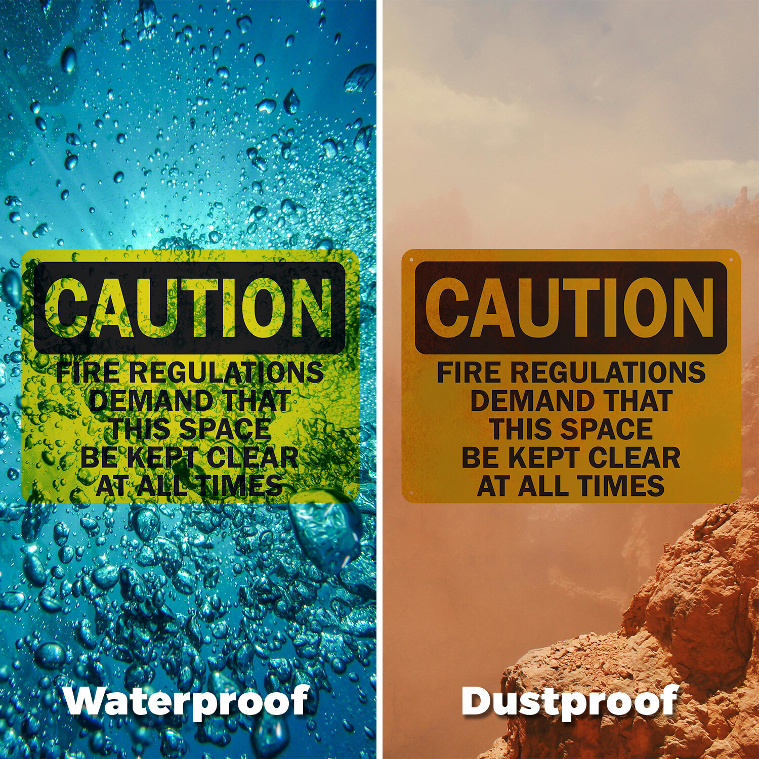 (2 Pack) Fire Regulations Demand That This Space Be Kept Clear OSHA Caution Sign