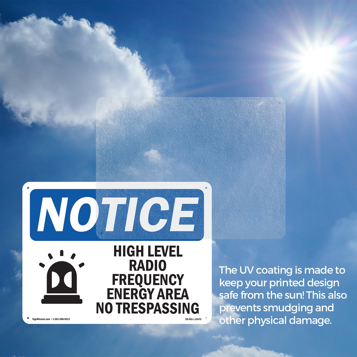 High Level Radio Frequency Energy OSHA Notice Sign Metal, Decal – 5 or 10 Pack