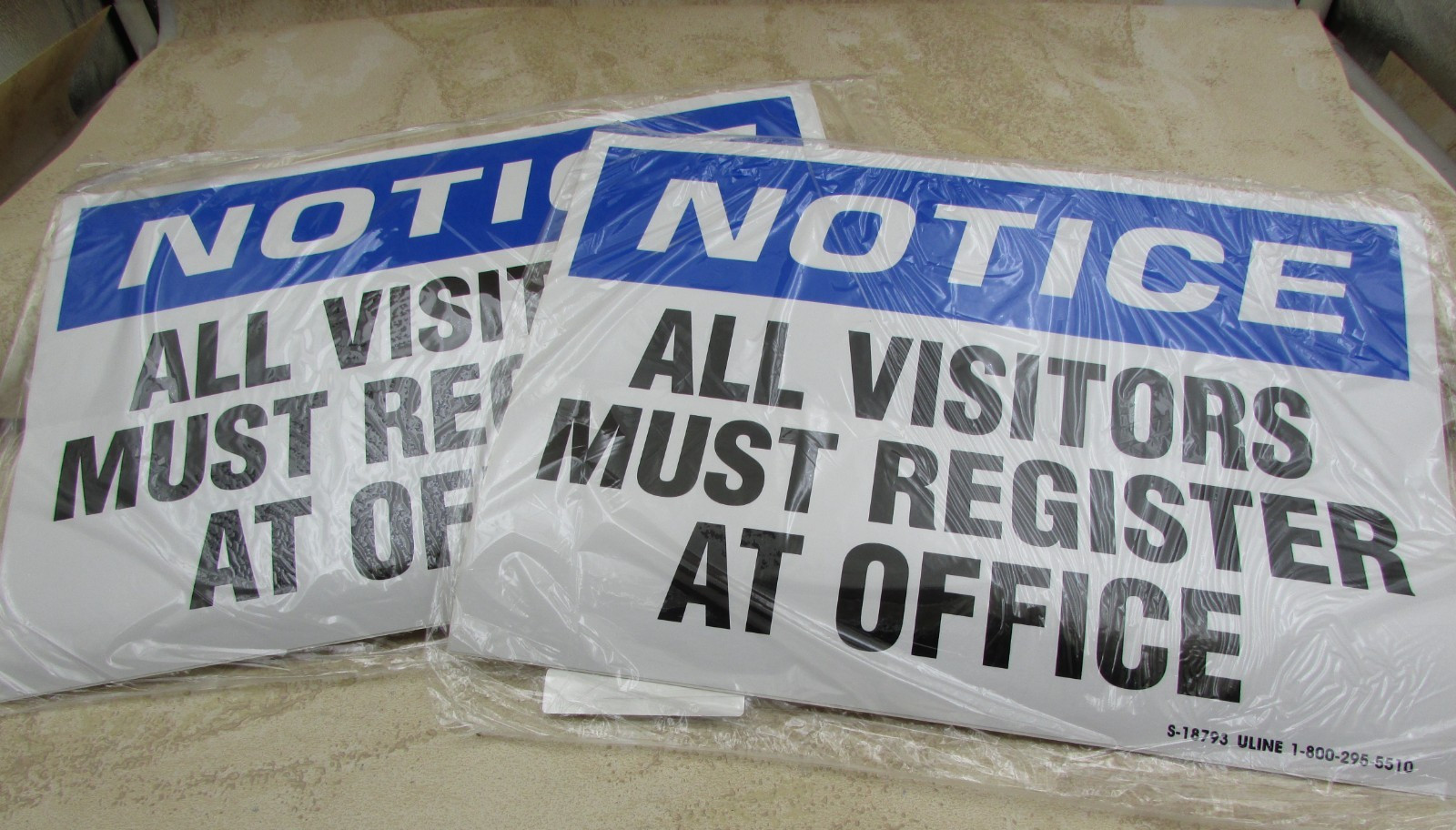 2 PACK “All Visitors Must Register At Office” Sign, Vinyl Decal, Adhesive-Backed