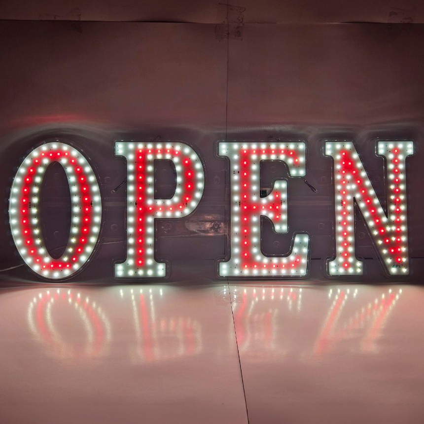 EPL Signs OPEN Red LED Sign Business 10″x30″ Remote 2G Blinking Mode