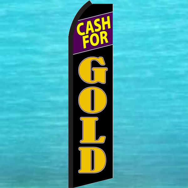CASH FOR GOLD FLUTTER FEATHER FLAG Swooper Tall Vertical Advertising Sign Banner