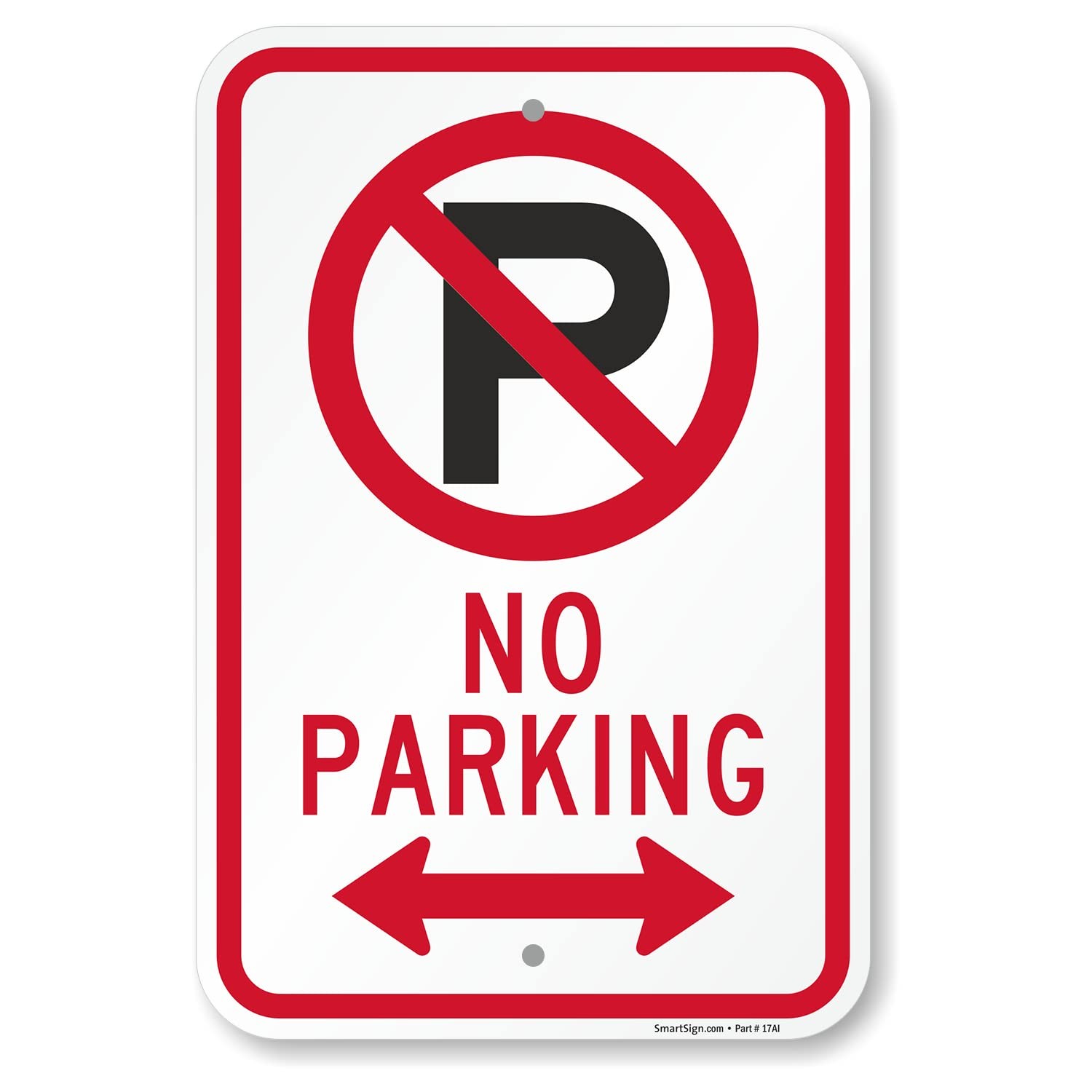 “no Parking” Sign With Bidirectional Arrow | 12″ X 18″