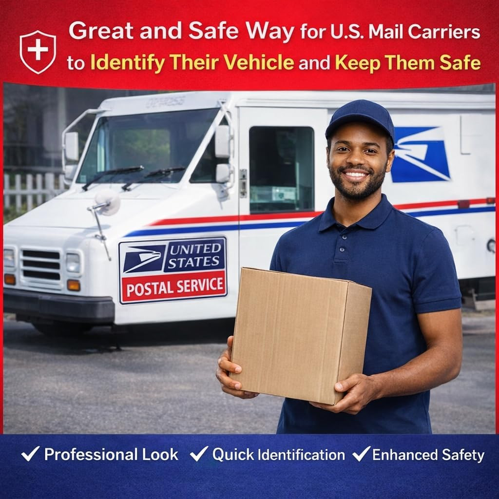 (3 Pack) Reflective U.S. Mail Delivery Magnetic Signs for Rural Carrier – 2 L…
