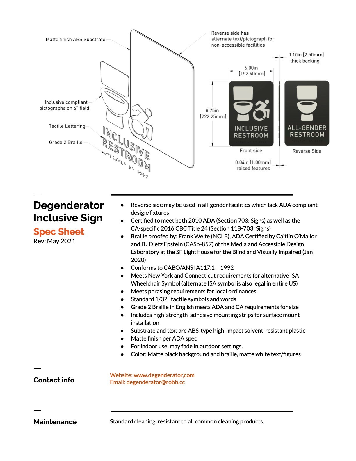 All Gender Restroom Sign • ADA certified braille toilet icon bathroom 