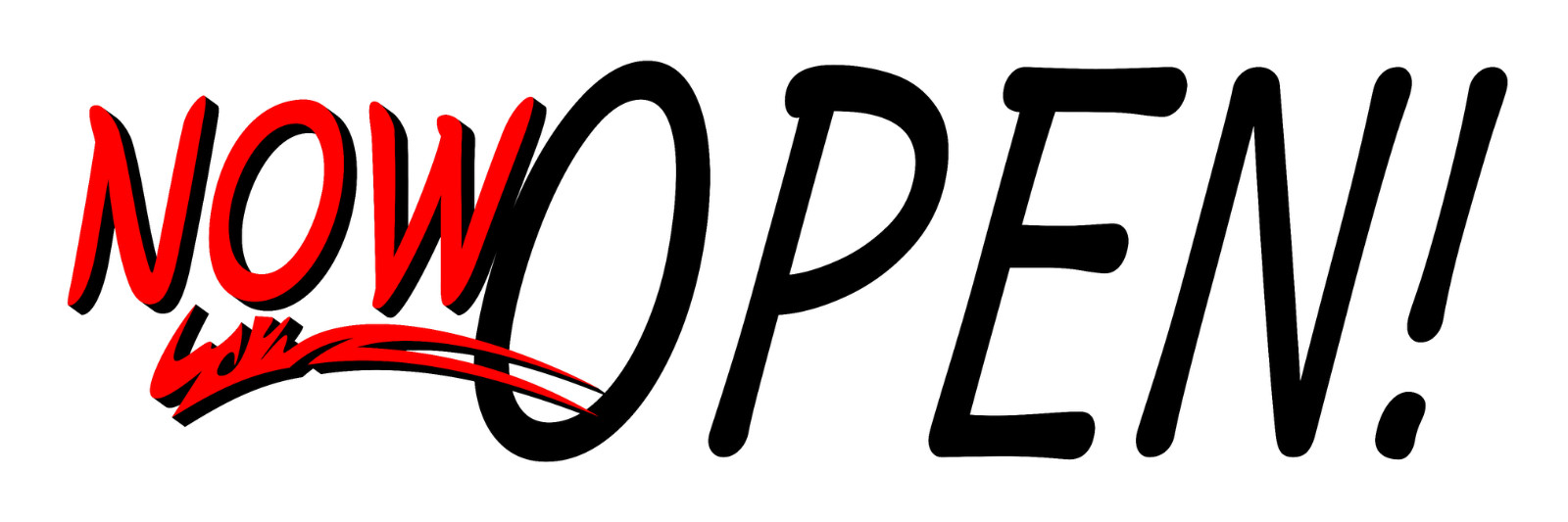 Now Open Banner (15oz Heavy Duty, Hemmed, and Grommeted) White, Red
