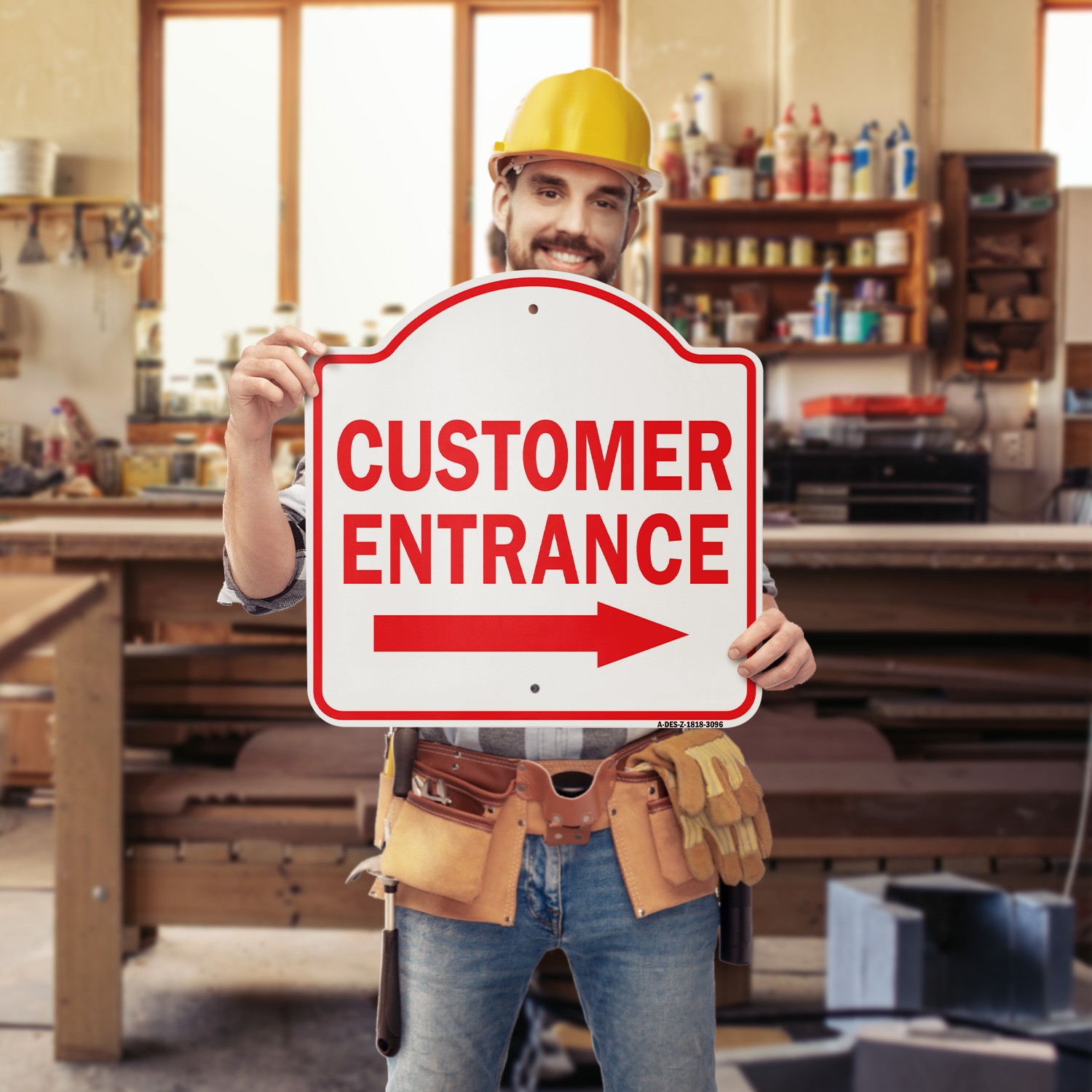 Customer Entrance Right Arrow 18″ X 18″ Heavy-Gauge Aluminum Architectural Sign