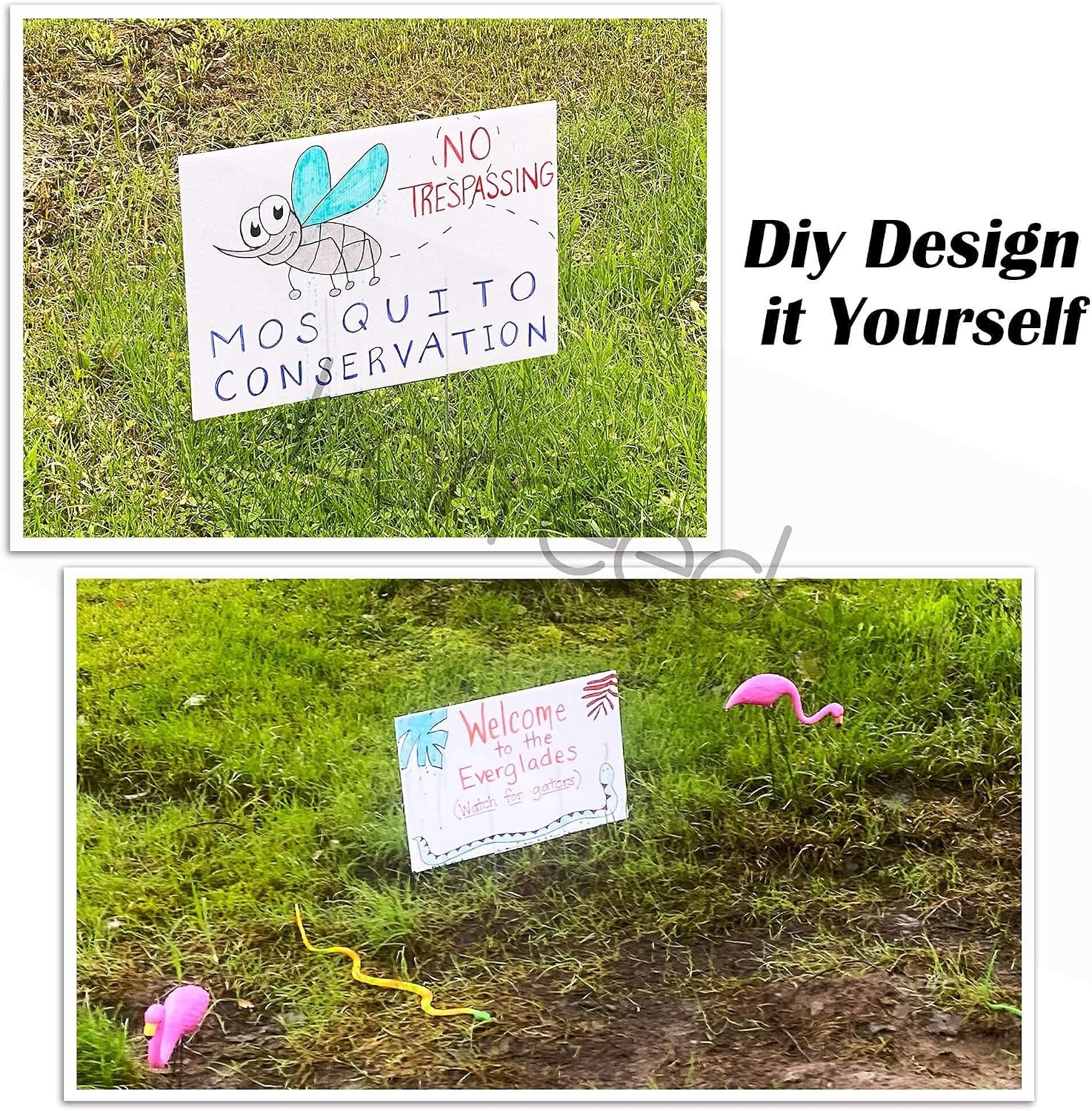 Blank Yard Signs with Stakes 18×12 Inches White Plastic for Birthday Garage Sale