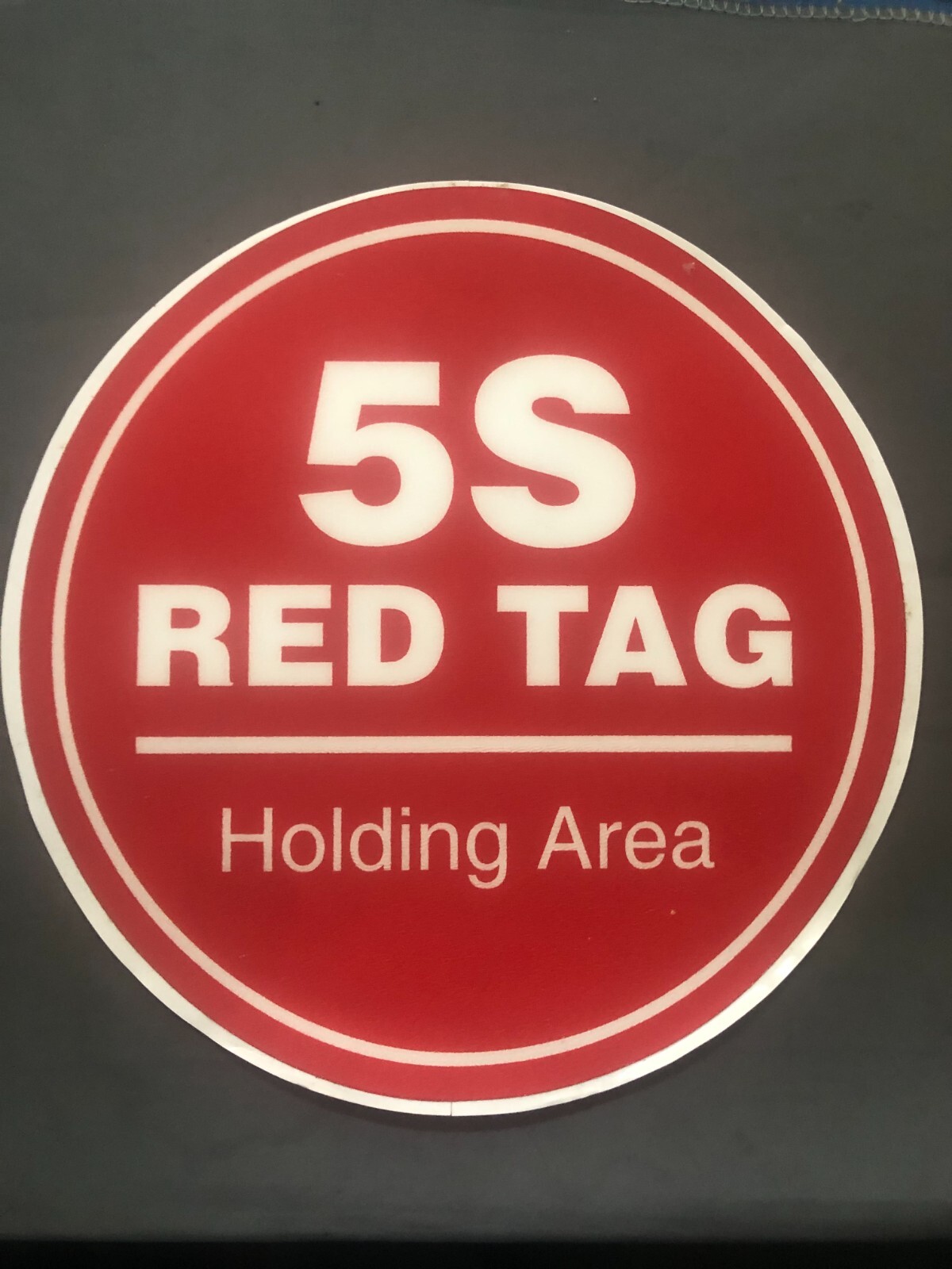 11″ 5S Red Tag Holding Area Floor Decals Sticker AntiSlip Round Water Resistant