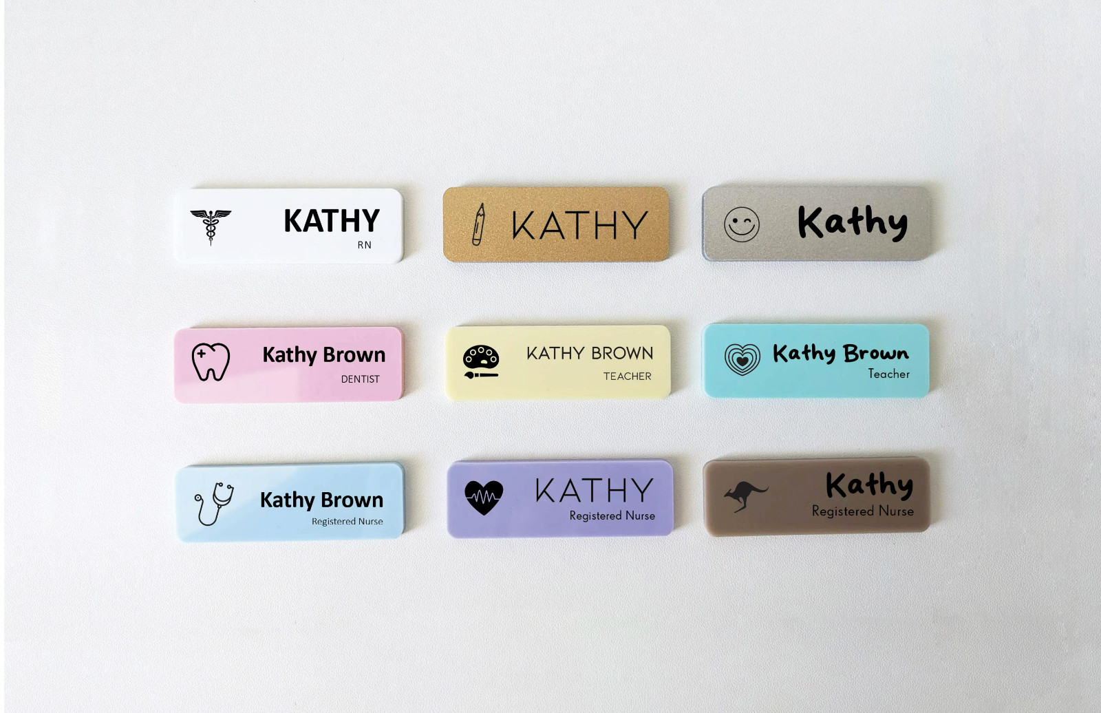 Custom Company Logo Name Badge Minimalist Pastel Colour Symbol Staff Tag