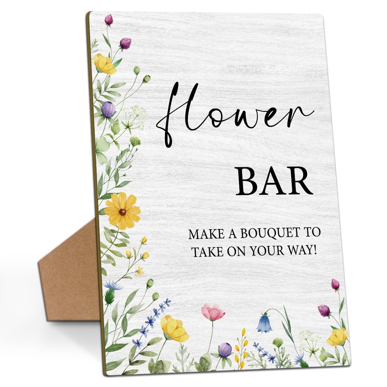 Flower Bar Sign, Bridal Shower Sign 8 x 11 Inch, Flower Bar Wooden Sign with …