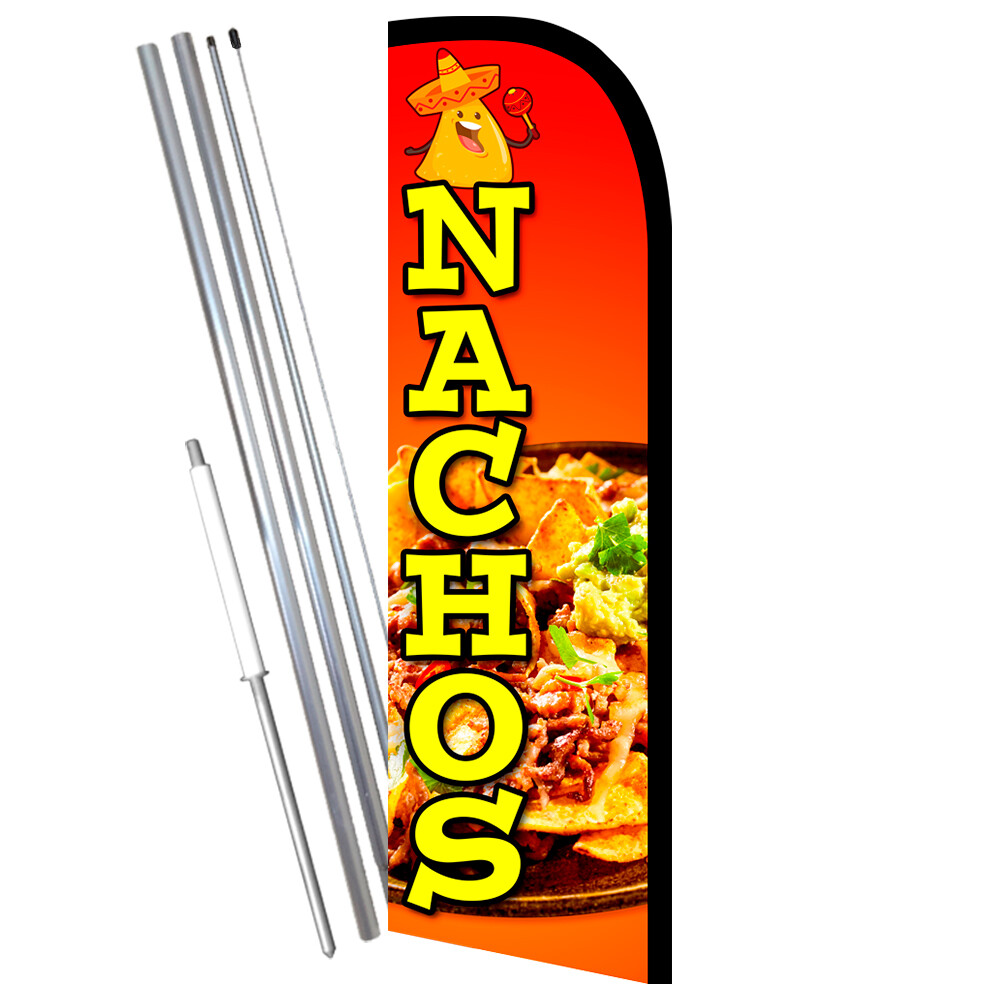 Nachos Premium Windless Feather Flag Bundle (Complete Kit) OR Optional Replacem
