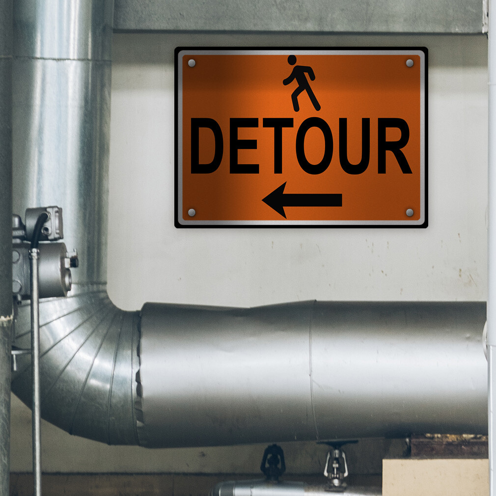 Horizontal Metal Sign Left Arrow Pedestrian Detour Traffic Temporary Warning