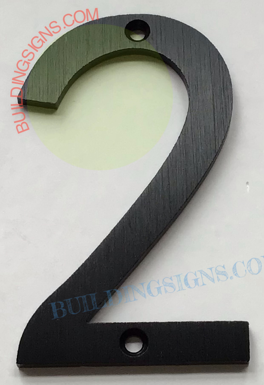 House number 2 sign (Black Aluminum, 3 inch)-Floating Mount House -REF24-1027