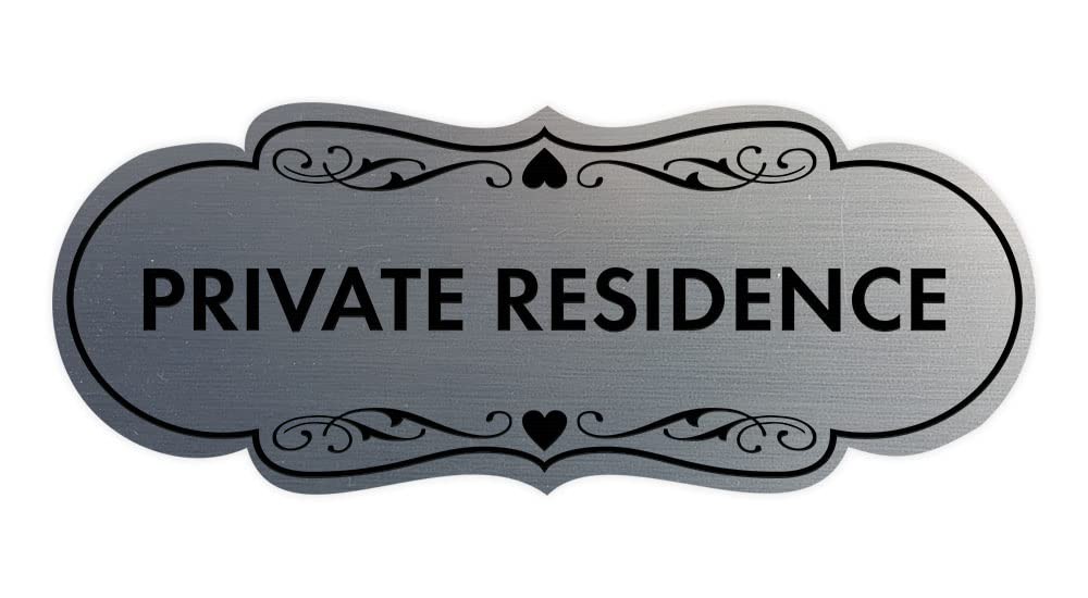 Signs Bylita Designer Private Residence Sign Brushed Silver – Large 2 Pack