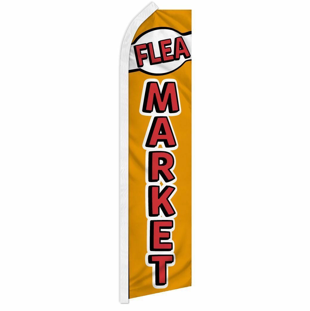 “FLEA MARKET” advertising super flag swooper banner business sign thrift store