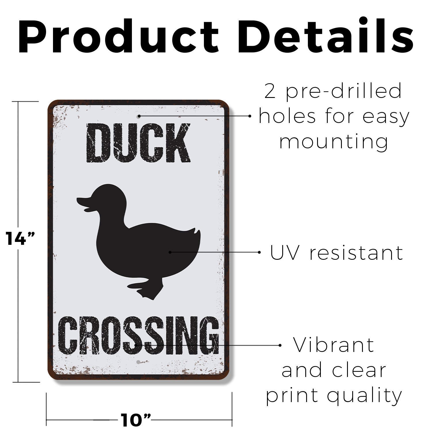 Duck Duckling Crossing Sign Waddle On Give Way Durable Perfect for Ponds Parks