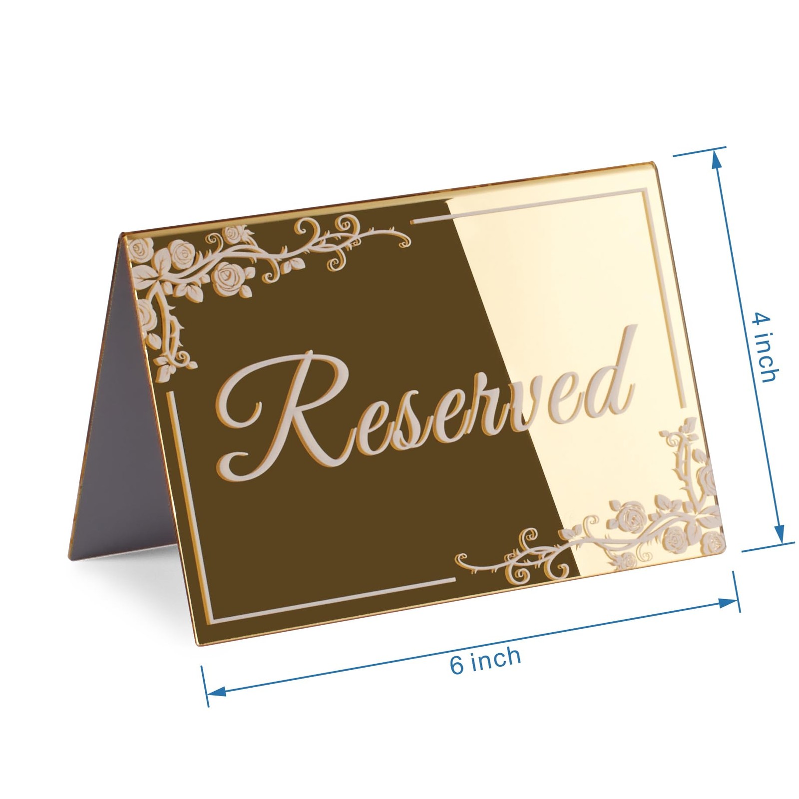 10 PCS 6×4 Inch Gold Acrylic Reserved Table Signs Double Sided Seating Cards