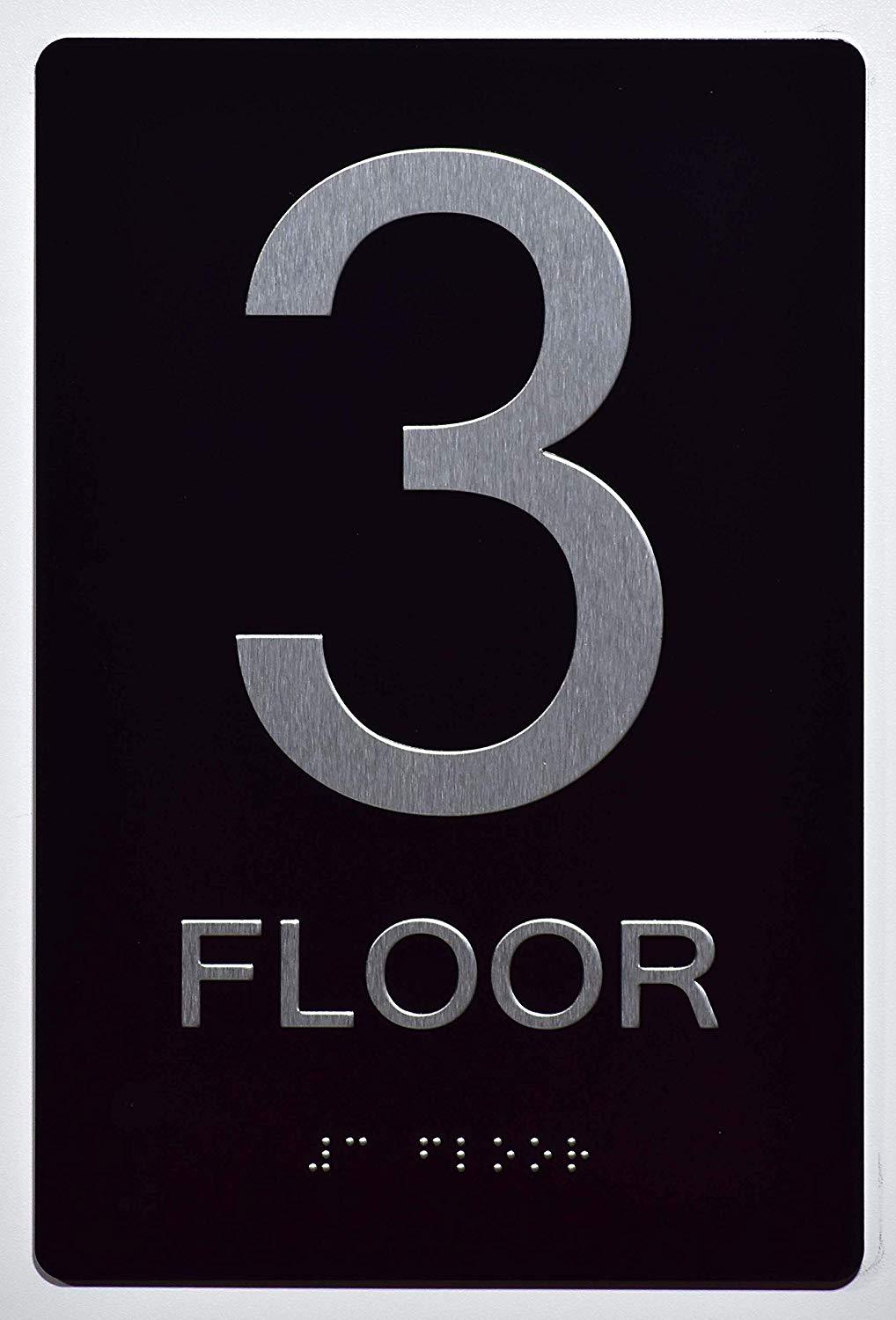 Floor Number Sign -3RD Floor Sign(Aluminium, Black/Silver,Size 6×9) ..REF24-1027