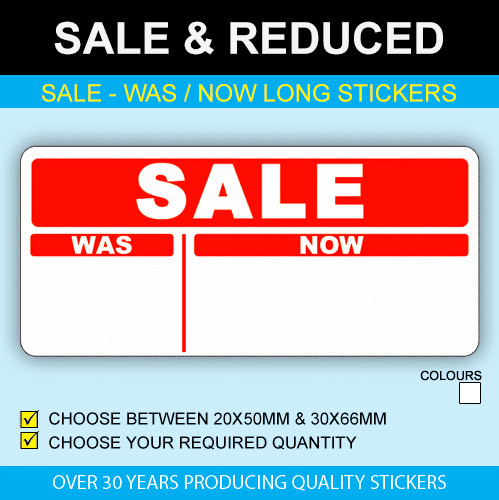 Sale Was / Now Stickers (Long)