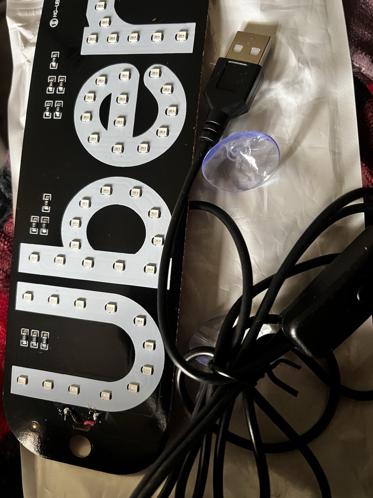 LED USB Powered Illuminated Business Sign Plastic Black White