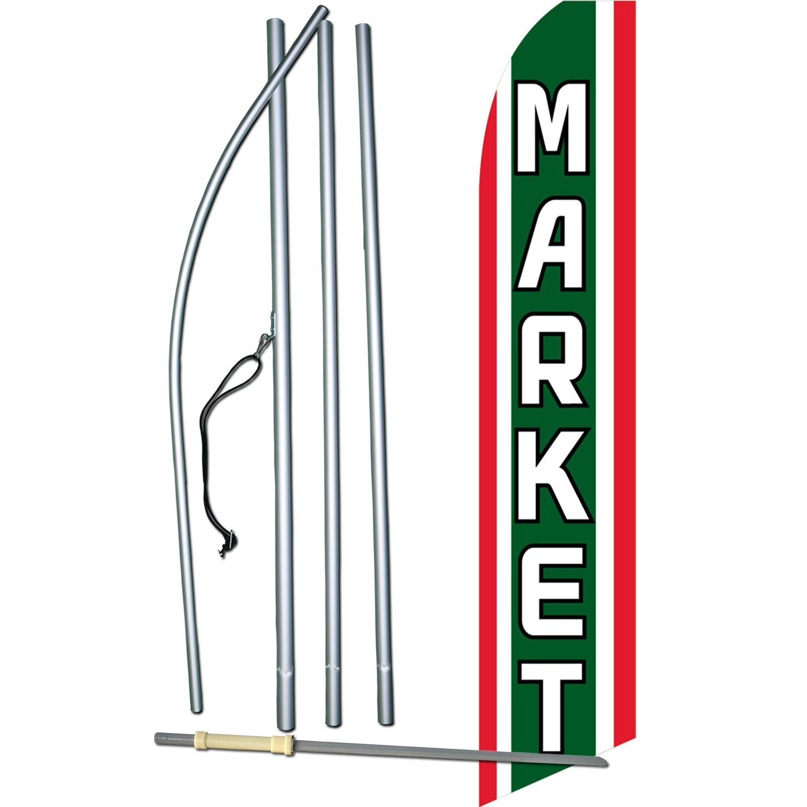 Market Flag with Flag Pole and Spike