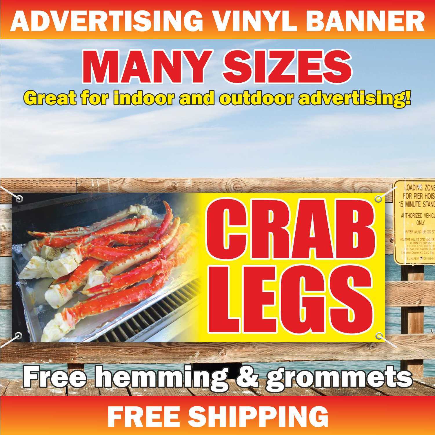 CRAB LEGS Advertising Banner Vinyl Mesh Sign seafood oysters fish squid shrimp