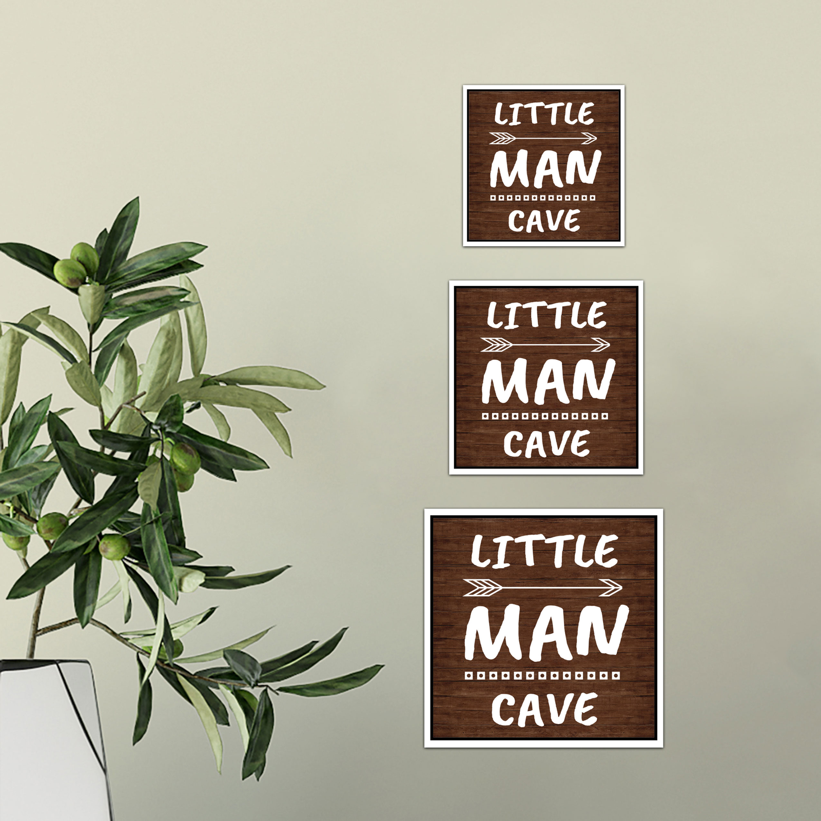 Square Plus Little Man Cave Wall or Door Sign | Easy Installation