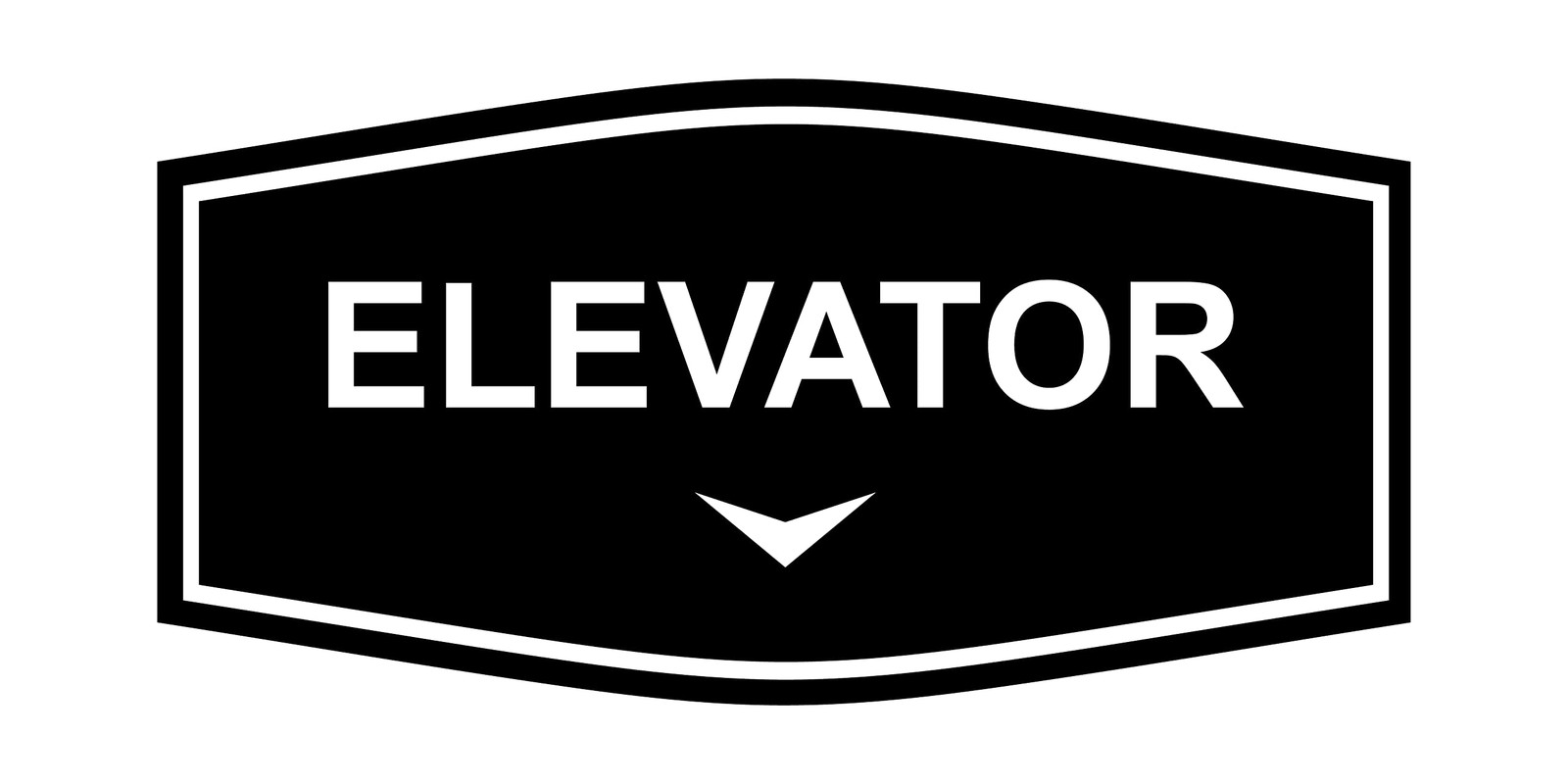 Large Black Elevator Down Arrow Sign, Fancy, Wall, Door, Directional, Office
