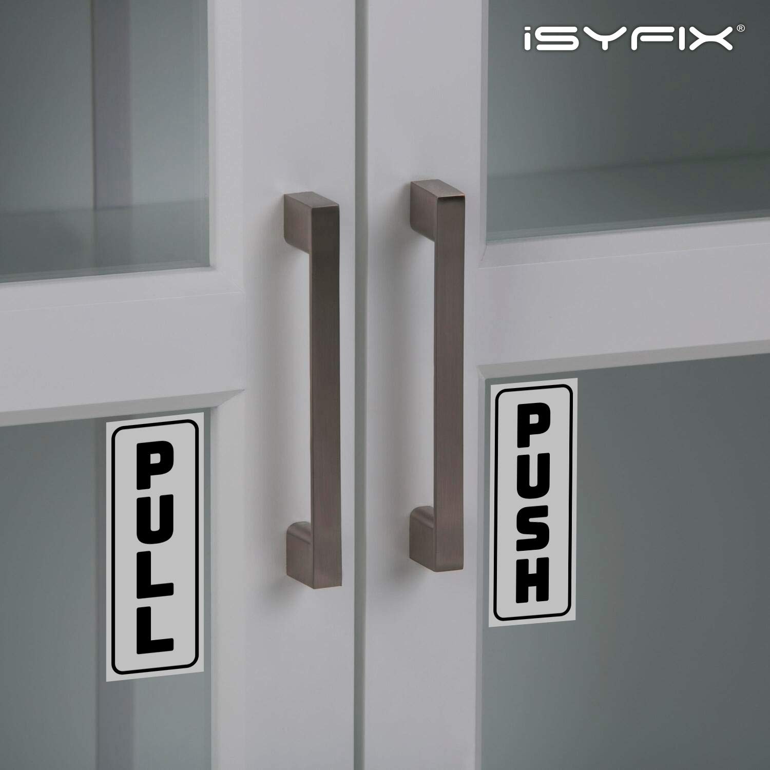 Push Pull Stickers Sign – 2 Pack 2×5 inch – Vertical Decal Self-Adhesive, Whi…