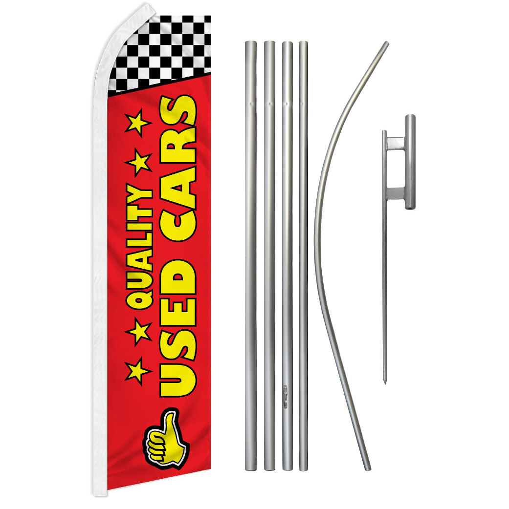 Quality Used Cars Advertising Swooper Feather Flutter Flag & Pole Kit RD