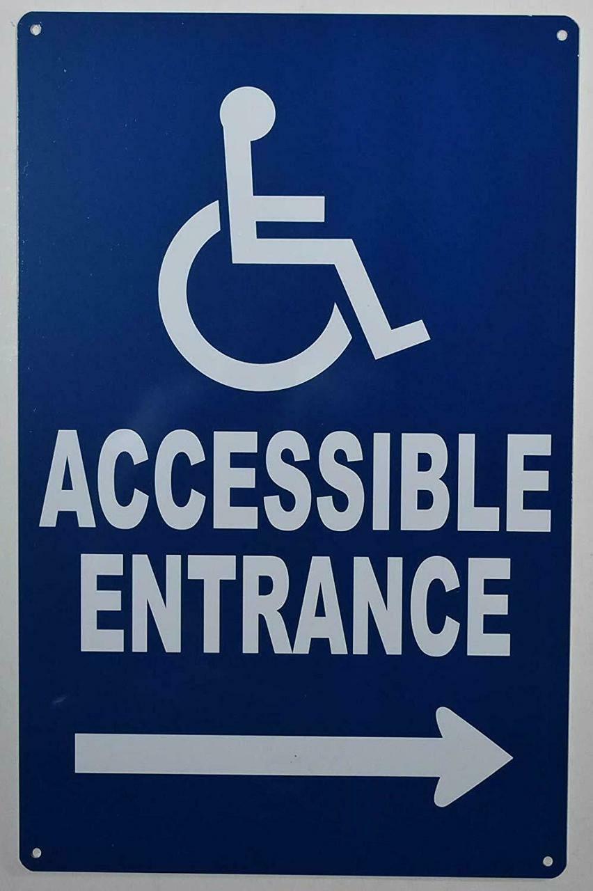 Wheelchair Accessible Entrance Right Arrow Sign (Blue,9×14)-The Pour…-ref0420