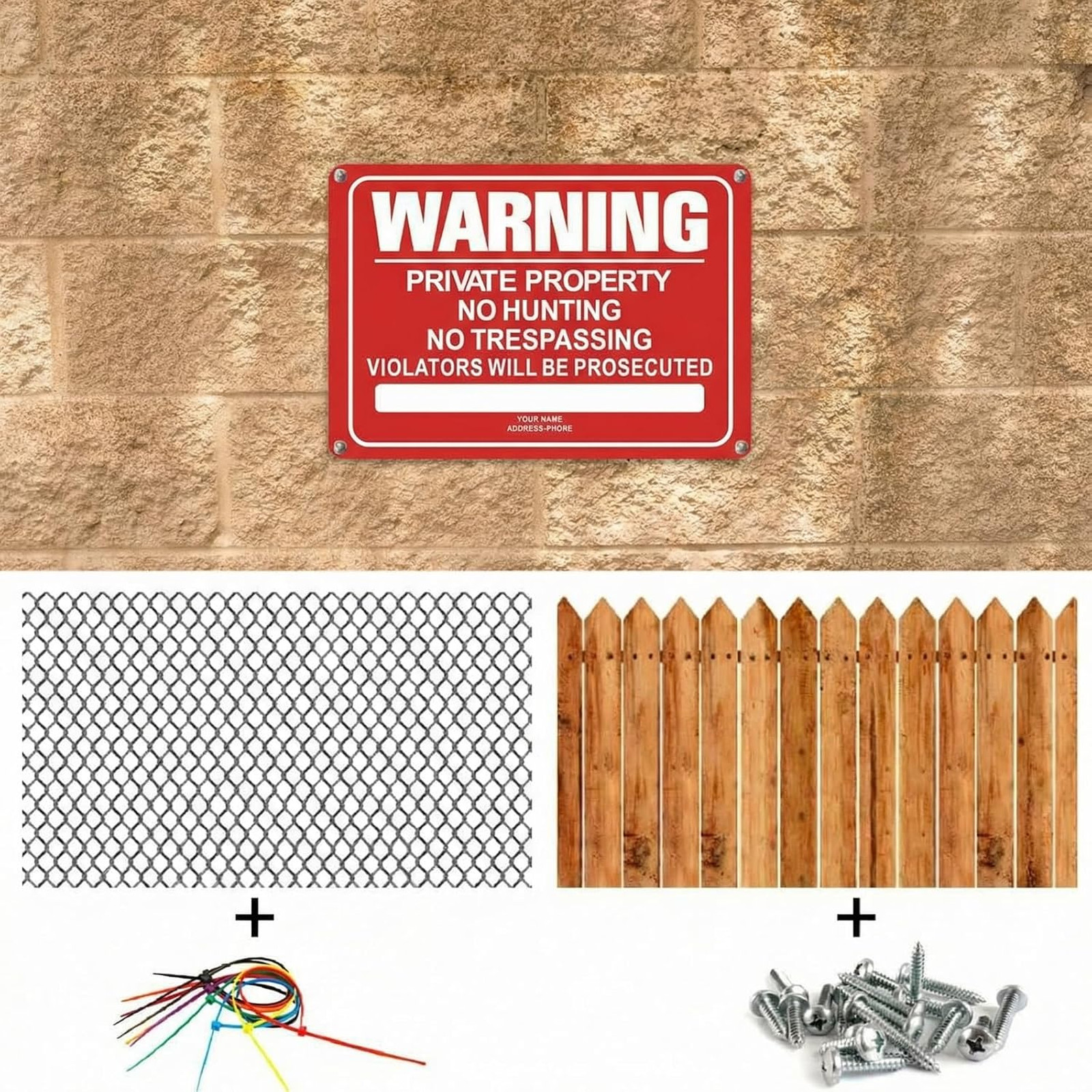 8 Pack No Trespassing Signs 10 x 7 Inch Reflective Aluminum Private Property