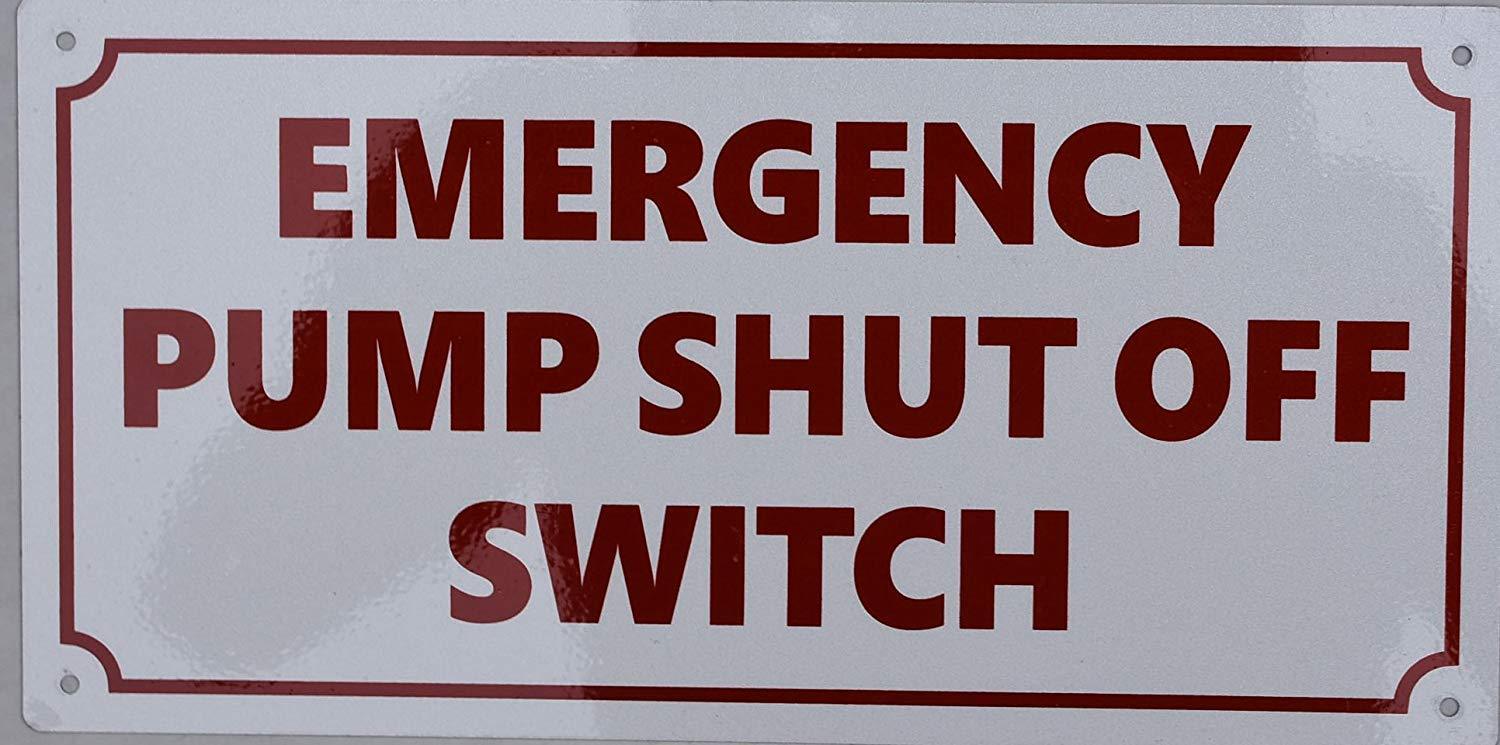 Emergency Pump Shut Off Switch Sign (Aluminium Reflective, White…-REF24-1027