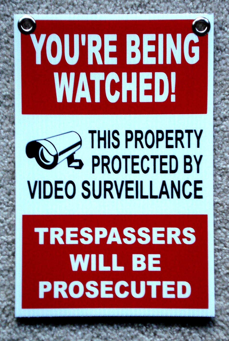 YOU’RE BEING WATCHED SIGN 8″x12″ NEW with Grommets Security Surveillance