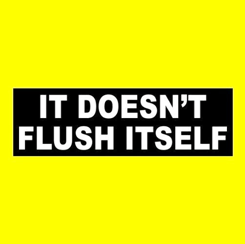 “IT DOESN’T FLUSH ITSELF” business restaurant BATHROOM STICKER toilet sign decal