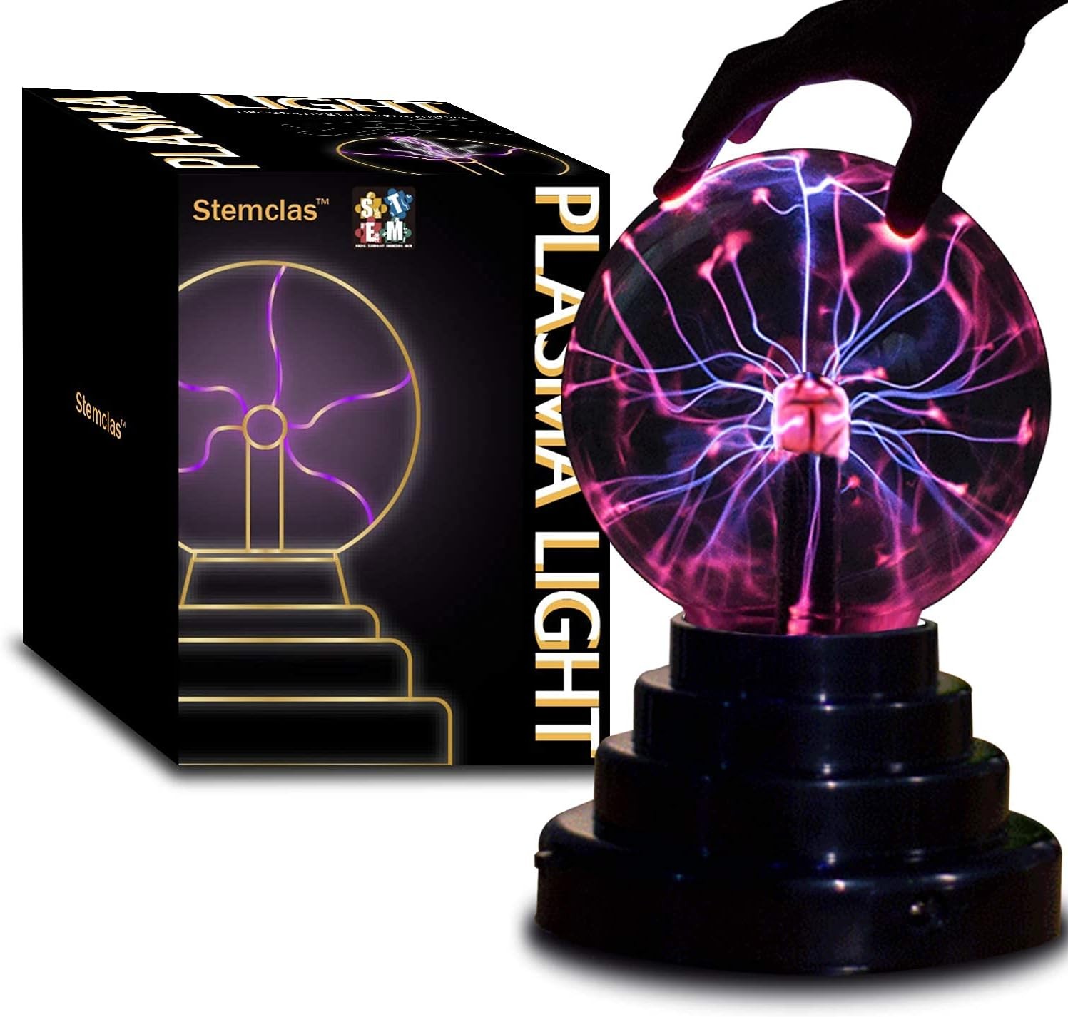 Stemclas Plasma Ball/Light/Lamp, Static Electricity Globe 3 Inch, Black
