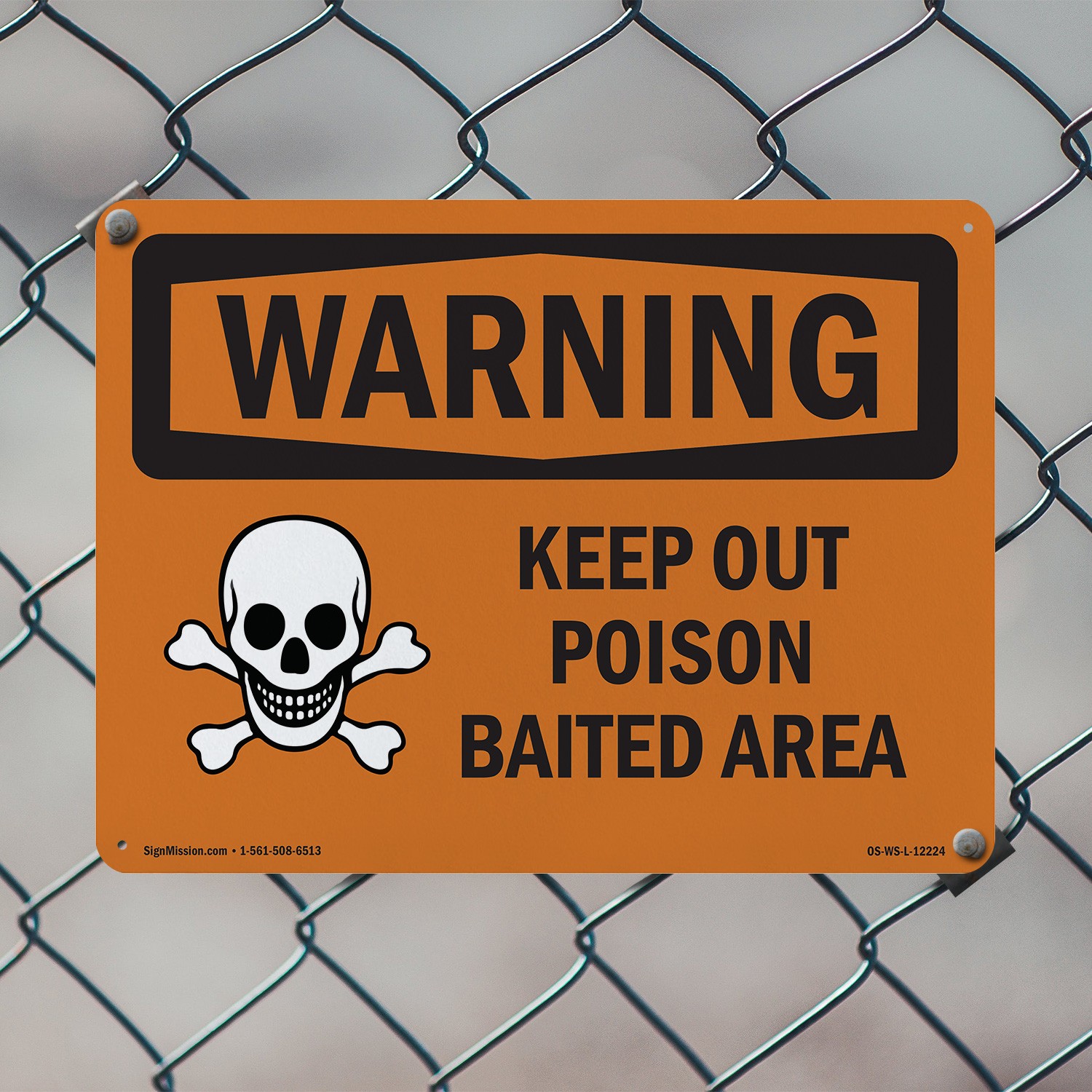 Keep Out Poison Baited Area OSHA WARNING Sign Metal, Plastic, Decal 5 or 10 Pack