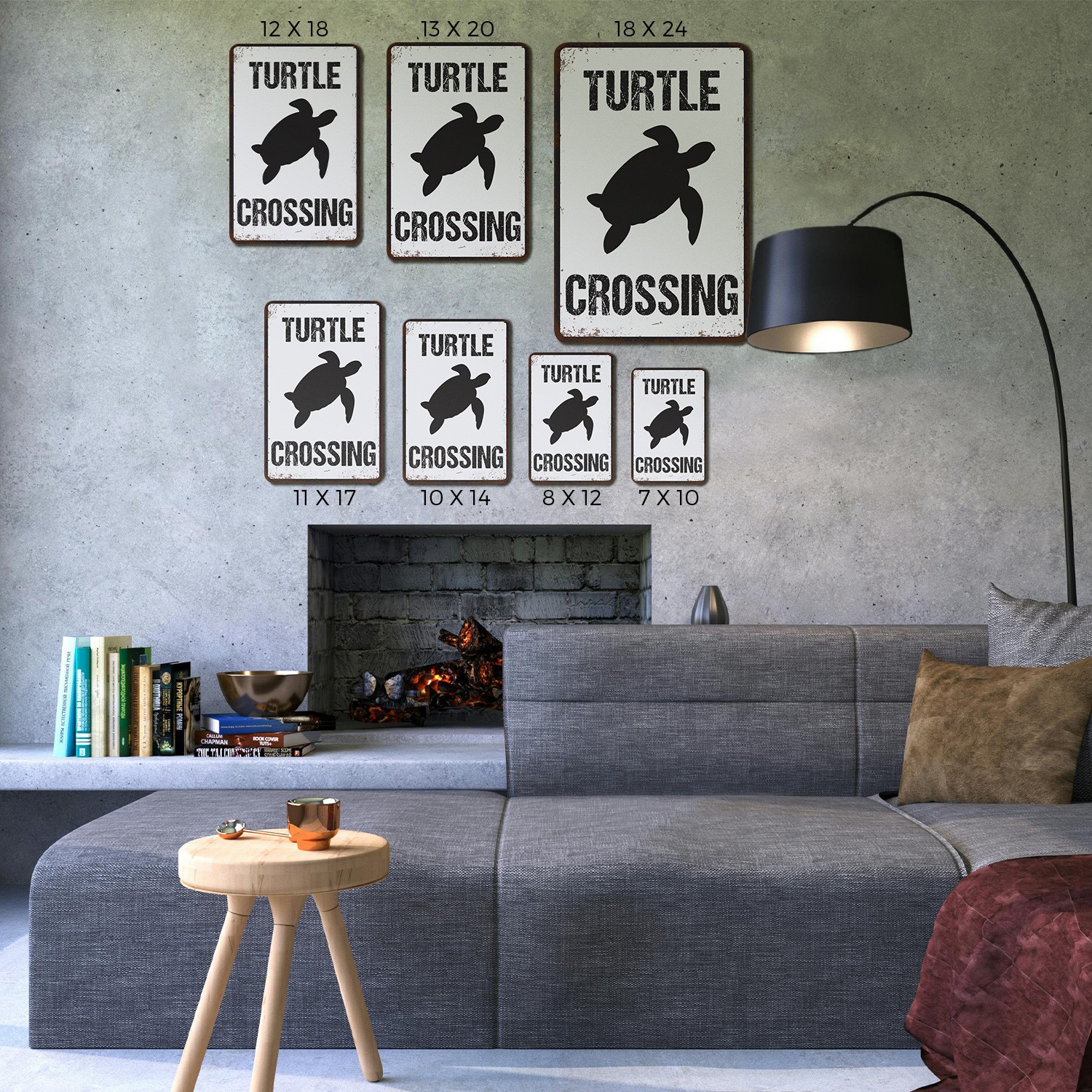 Distressed Style Turtle Crossing Sign Slow And Secure Passage for Gardens Ponds