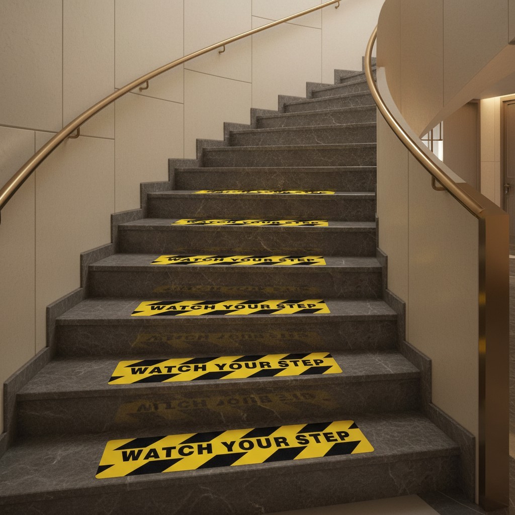 Pack 6×24 Inch Watch Your Step Floor Warning Stickers Anti Slip Adhesive Tape