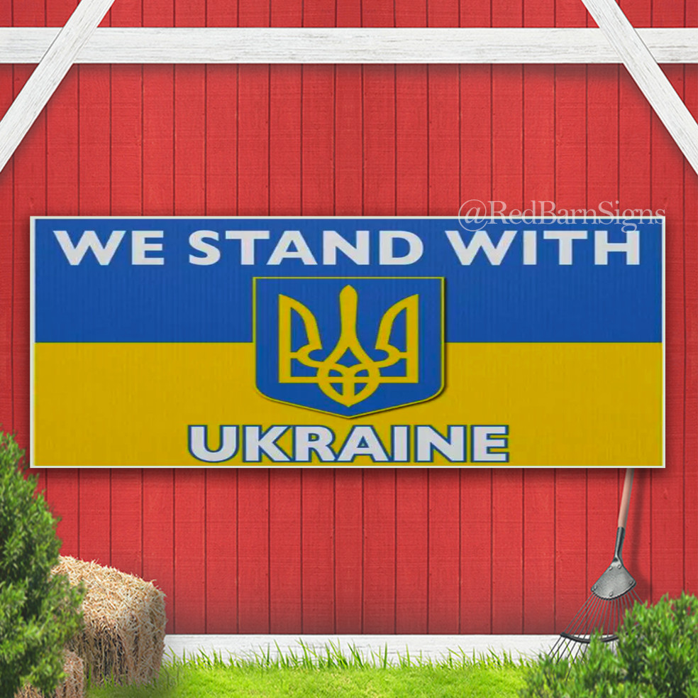 Ukraine Flag We Stand With Ukraine Anti Dictator Trump JD Vance Banner Sign