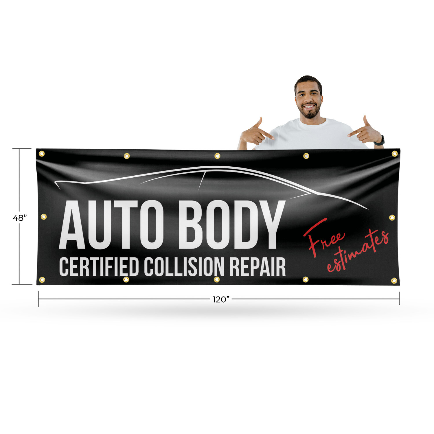 Auto Body Full Collision Repair Vinyl Banner Sign with Metal Grommets Heavy-Duty
