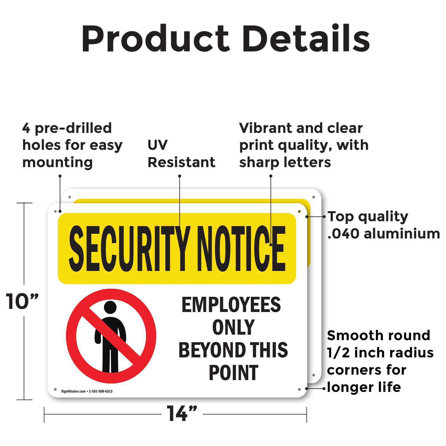 (2 Pack) Employees Only Beyond This Point OSHA Security Notice Sign Decal Metal