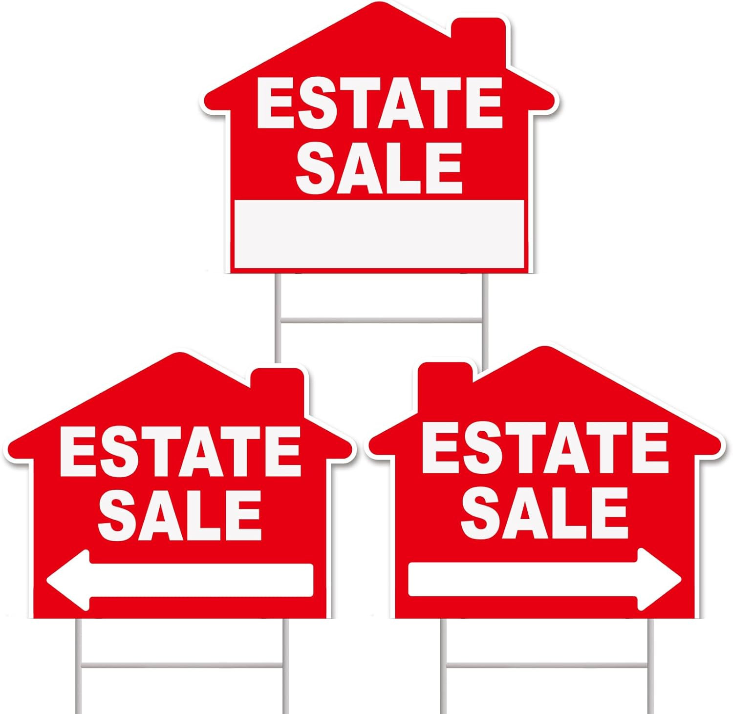 Estate Sale Signs, 3-Pack 17″x13″ Double-Sided Signs, Corrugated Plastic, H-Meta