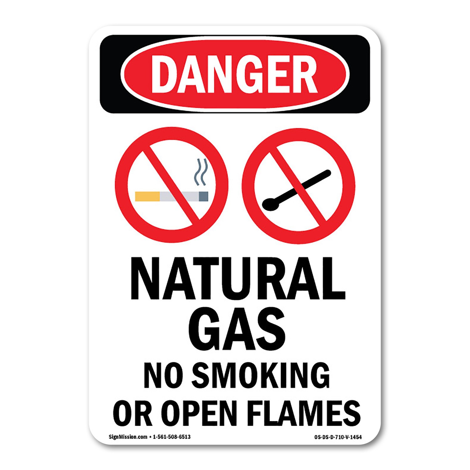Natural Gas No Smoking ANSI Danger Sign Metal Plastic Decal