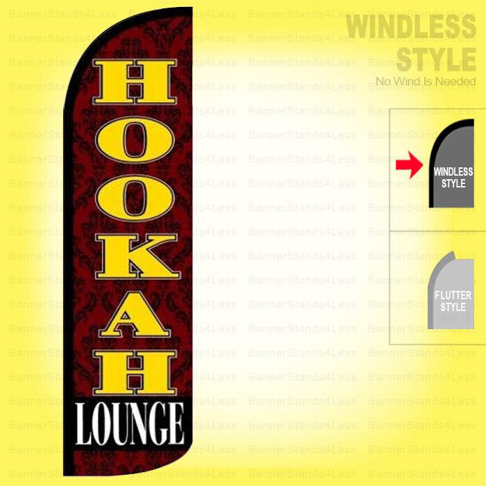 HOOKAH LOUNGE – Windless Swooper Flag 11.5 ft Feather Banner Sign Brown q124