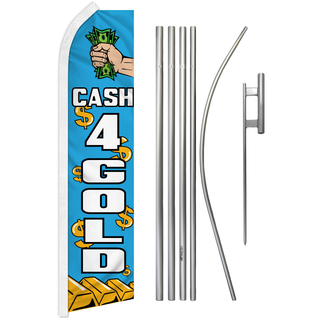 Cash for Gold Advertising Swooper Feather Flutter Flag & Pole Kit Jewelry