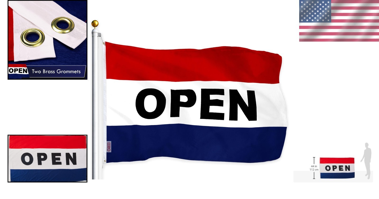 3×5 Ft LiteWeave Open Flag with Brass Grommets – Perfect for Businesses